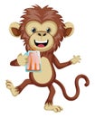 Monkey with beer, illustration, vector