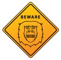 Monkey Beware Yellow Sign Board Illustration Design Royalty Free Stock Photo