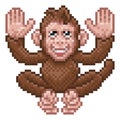 Monkey Pixel Art Safari Animal Video Game Cartoon