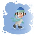 Monkey in blue hat skating