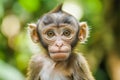 Monkey on blurred green background Royalty Free Stock Photo