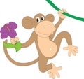 Monkey with a bouquet of flowers. Royalty Free Stock Photo