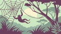Monkey on Branch with Spiderweb, Playful Jungle Scene, vector design Generative AI Royalty Free Stock Photo