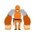 Monkey builder in construction helmet. Vector illustration