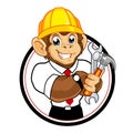 Monkey builder mascot cartoon