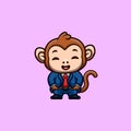 Monkey Business Cute Creative Kawaii Cartoon Mascot Logo Royalty Free Stock Photo