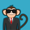 Monkey In Business Man Suit With Black Sunglasses Cartoon Royalty Free Stock Photo