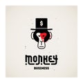 Monkey business - vector illustration with ape face in hat. Orig