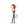 Monkey businessman cartoon characte, funny animal dressed in human suit, side view vector Illustration on a white