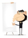 Monkey Businessman Holding A Paper Board Royalty Free Stock Photo