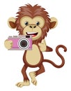 Monkey with camera, illustration, vector