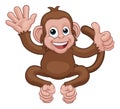 Monkey Cartoon Animal Waving and Giving Thumbs Up