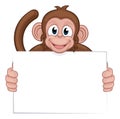 Monkey Cartoon Character Animal Holding Sign