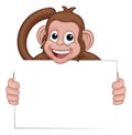 Monkey Cartoon Character Animal Holding Sign