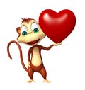 Monkey cartoon character with heart Royalty Free Stock Photo