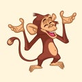 Cartoon monkey character. Vector illustration of funny chimpanzee. Royalty Free Stock Photo