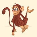 Cartoon monkey character. Vector illustration of funny chimpanzee. Royalty Free Stock Photo