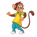 Cartoon monkey dancing. Vector illustration