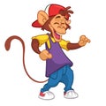 Cartoon monkey dancing. Vector illustration