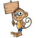 Monkey cartoon with signboard