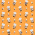 Monkey Chef Carry Spatula Cute Illustration, Cartoon Funny Character, Pattern Wallpaper