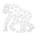 Monkey Chimpanzee From Abstract Futuristic Polygonal Black Lines And Dots. Vector Illustration