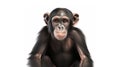Young Chimpanzee, Simia troglodyte sitting in front of white background. generative ai Royalty Free Stock Photo