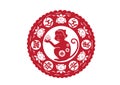 Monkey Chinese paper cut arts , Chinese new year,Vector