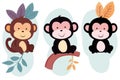 monkey clip art, cute and cheerful monkey illustrations to liven up your projects and presentations Royalty Free Stock Photo
