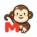 Monkey clipart and letter M
