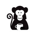 Monkey with coffee cup vector