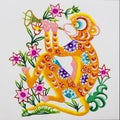 Monkey, color paper cutting. Chinese Zodiac. Royalty Free Stock Photo