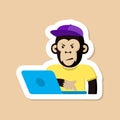 monkey color vector sticker.