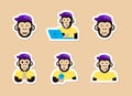monkey color vector stickers