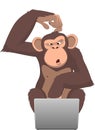 Monkey and computer Royalty Free Stock Photo