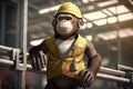 monkey in a construction worker outfit Royalty Free Stock Photo