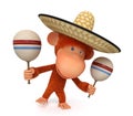 The monkey costs in a sombrero