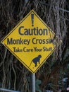 Monkey crossing sign Royalty Free Stock Photo