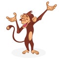 Cute monkey chimpanzee in fun cartoon style. Vector illustration outlined. Royalty Free Stock Photo