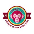 Monkey D circus best show world tour 2017 emblem Royalty Free Stock Photo