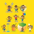 monkey with different actions. Vector illustration decorative design