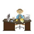 monkey doing work in office. Vector illustration decorative design