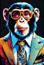 Monkey dressed in stylish business suit and sunglasses exuding confidence and intelligence Royalty Free Stock Photo