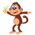 Monkey eat banana cartoon Royalty Free Stock Photo