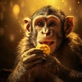 Monkey Eating Banana Made With Generative AI illustration