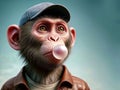 a monkey eats chewing gum Royalty Free Stock Photo