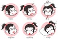 Monkey emoticons set Royalty Free Stock Photo