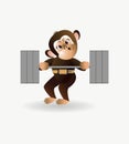 Monkey is engaged with a barbell 1 Royalty Free Stock Photo