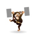 Monkey is engaged with a barbell 3 Royalty Free Stock Photo