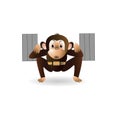 Monkey is engaged with a barbell 5 Royalty Free Stock Photo